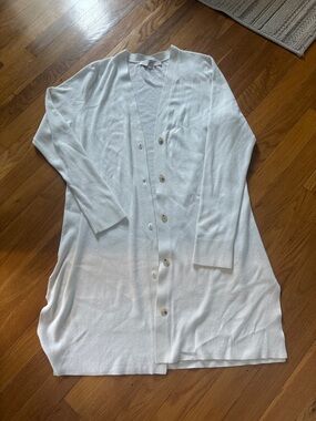 LOFT White Ribbed Knit Sweater Top